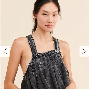 NWT Free People Marina Denim Top black wash denim